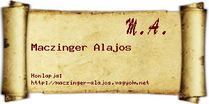 Maczinger Alajos névjegykártya